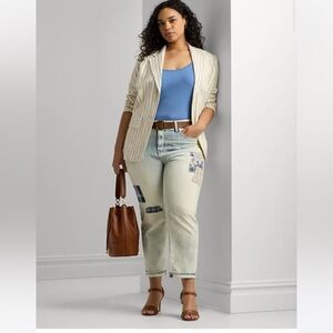 - Ralph Lauren Womens Patchwork Relaxed Tapered Ankle Jeans$195
